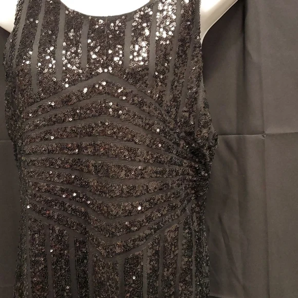 Rhapsody Black Sequin Midi Dress SZ LG - Picture 2 of 6